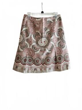 Ann Taylor LOFT A-line Skirt Features a Brown & Red Floral Pattern-Size 6P